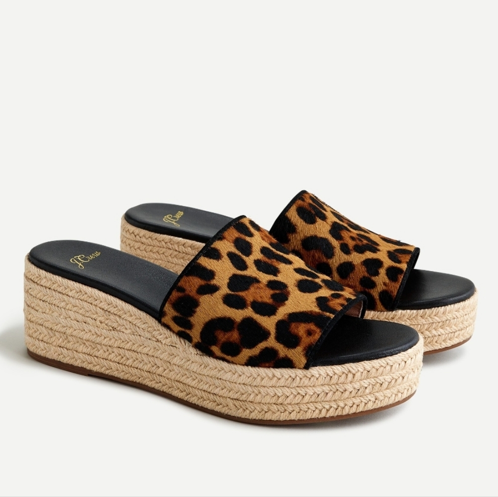 J. Crew Leopard Print Espadrille Wedges